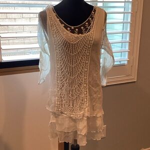 Elegant Textured Cream Tunic